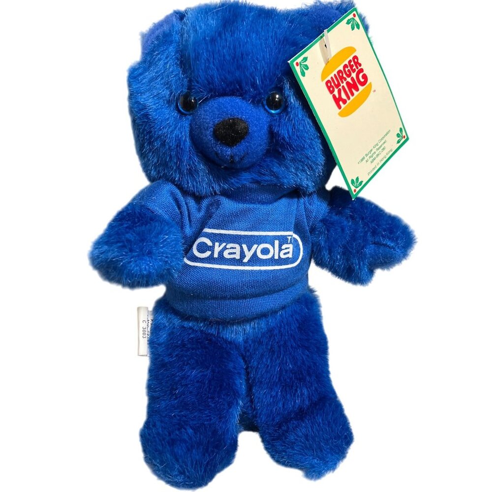 Burger King Crayola Blue Bear Plush Toy Vintage 1986